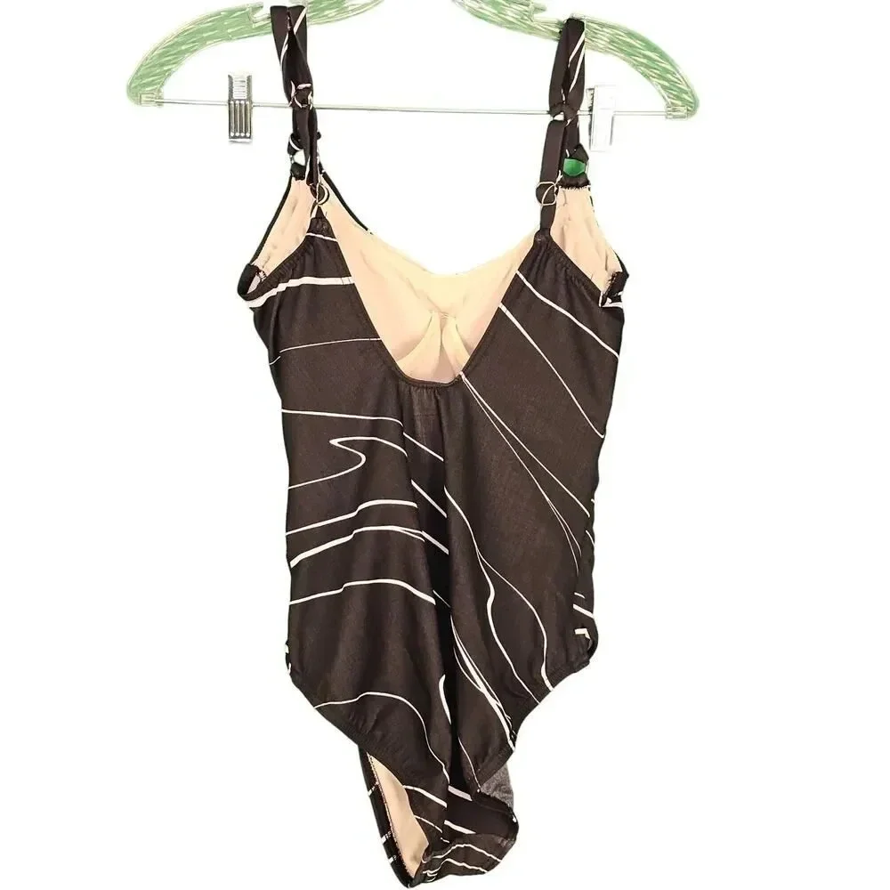 Miraclesuit Womens Black Cream One‎ Piece Swimsuit 8